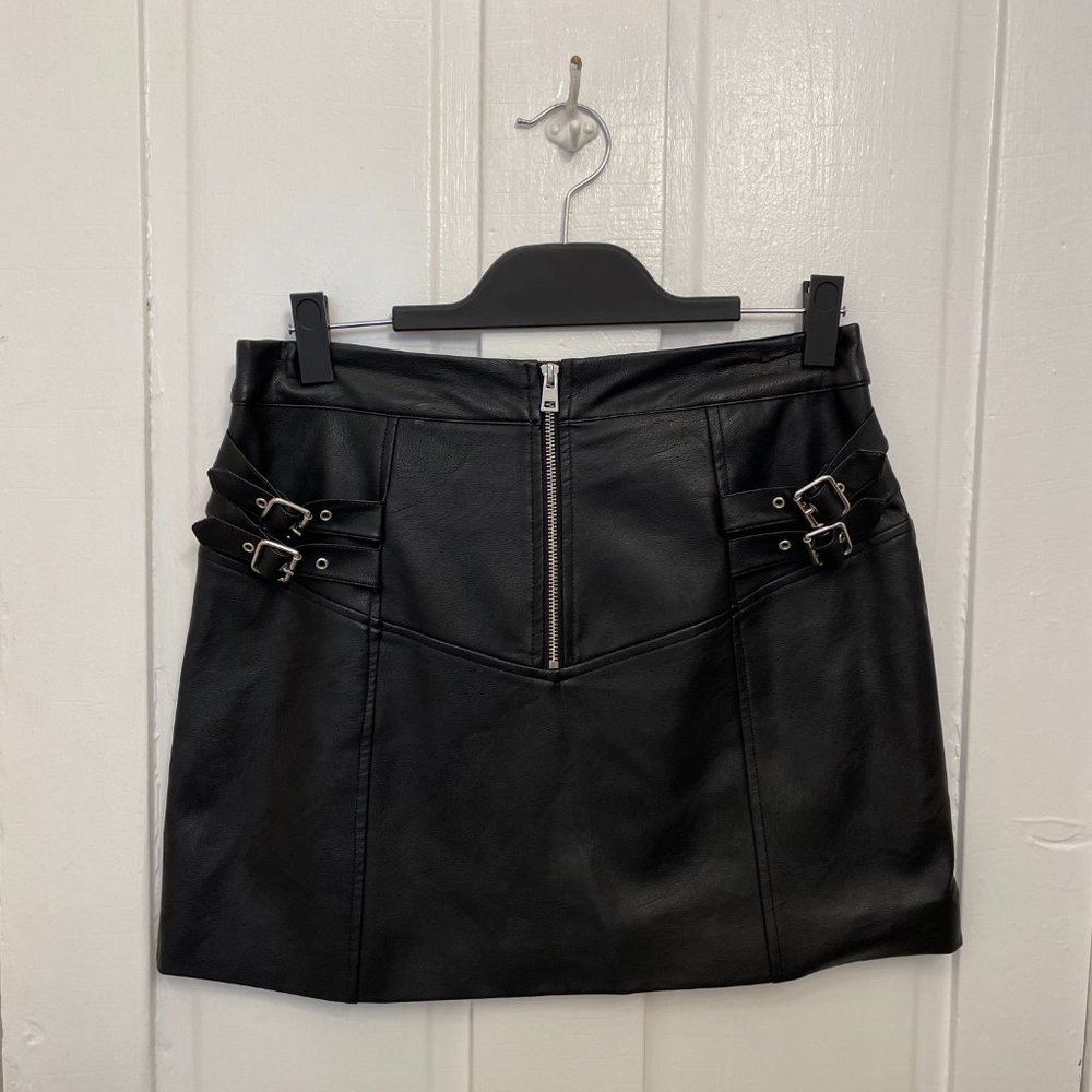 Topshop faux leather moto skirt petite size 8